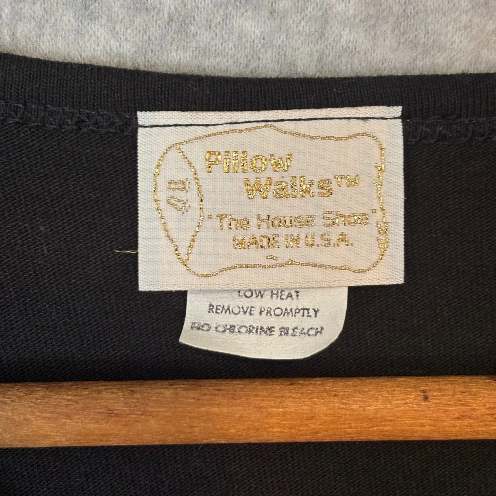 Vintage 70s Pillow Walks‎ Women's Black Leopard Print Sleep Tee Cotton T-Shirt